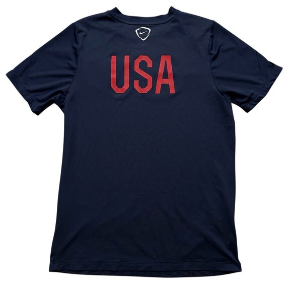 Nike USA Team Prematch Training Soccer Jersey Mens Size L Short Sleeve Blue - Picture 2 of 7
